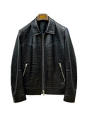 Veste homme cuir noir effet crocodile – CLEVI Paris