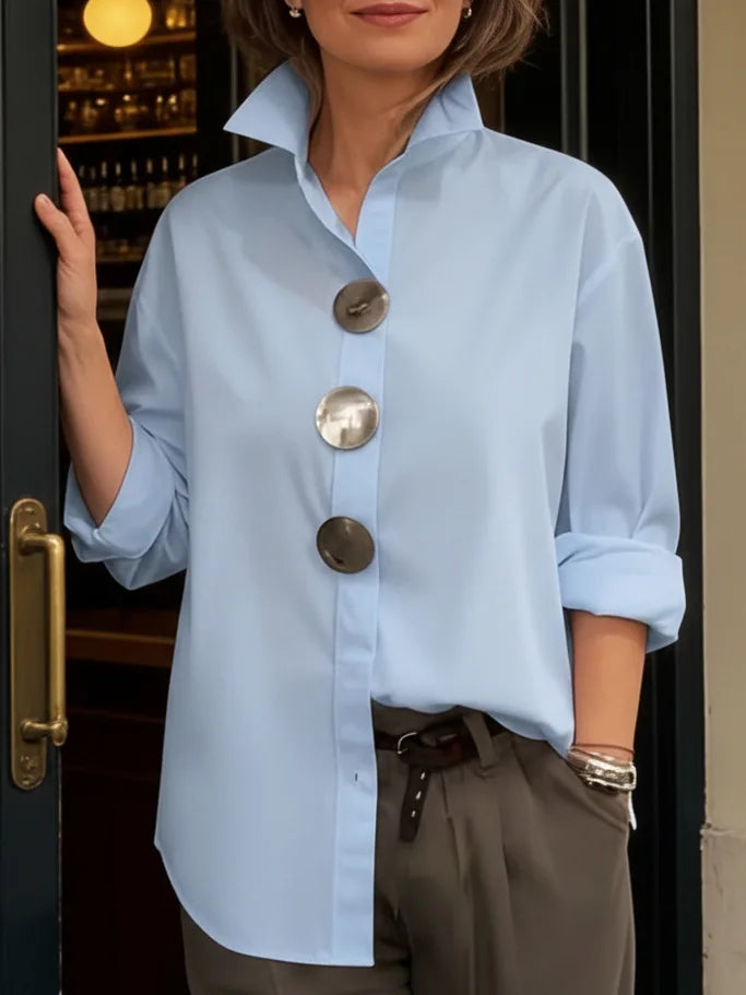 Chemisier femme uni à manches longues – CLEVI Paris