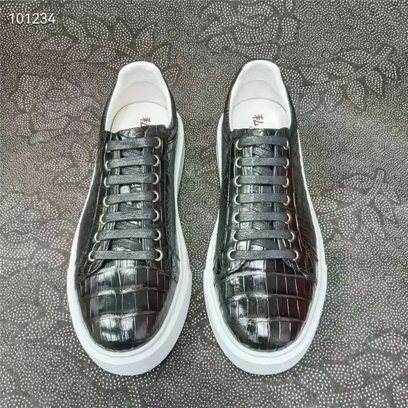 Sneakers Cuir Croco Noir Classique Homme – CLEVI Paris