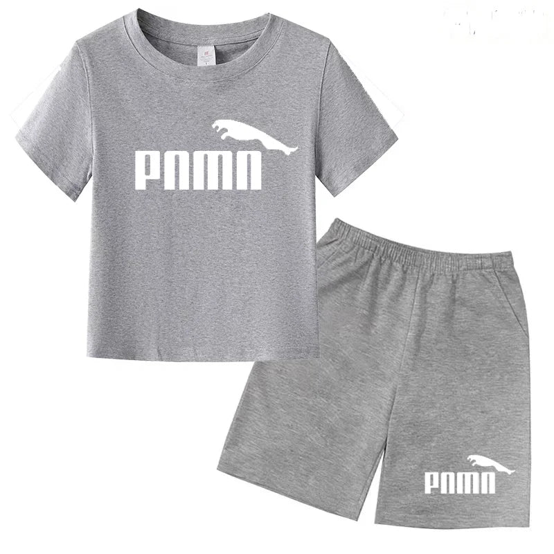 Ensemble enfant T-shirt à lettres et short uni – CLEVI Paris