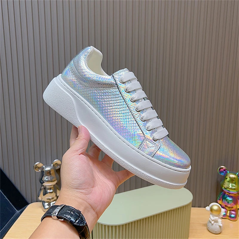 Sneakers Plateforme Cuir Texturé Homme Semelle Épaisse – CLEVI Paris