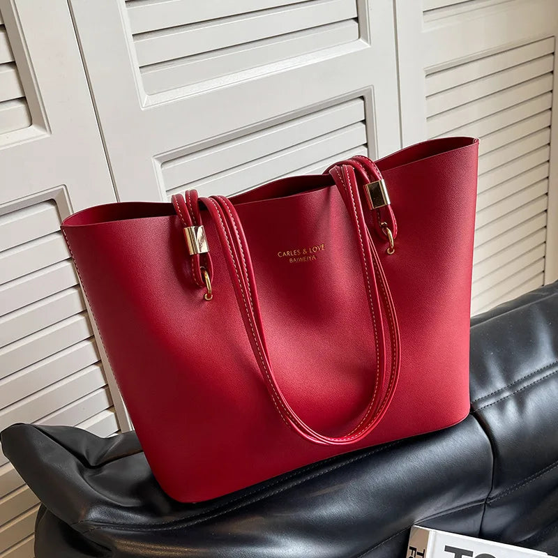 Grand Sac Épaule PU Femme Style Classique 37x12x25cm 600g Décor Lettres – CLEVI Paris