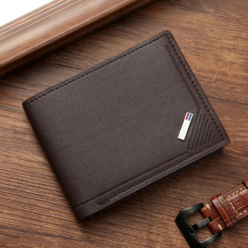 Portefeuille Court Homme Cuir PU Vintage — Slim, Porte-Cartes, Noir, Marron & Café | CLEVI Paris