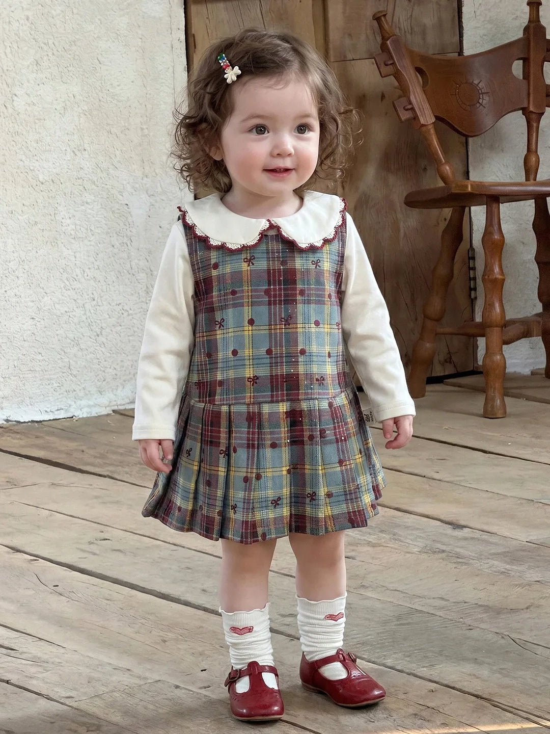 Ensemble bébé fille jupe et gilet à carreaux – CLEVI Paris