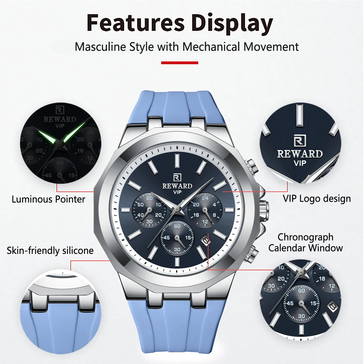 Montre Militaire Quartz Chronographe REWARD Homme – CLEVI Paris