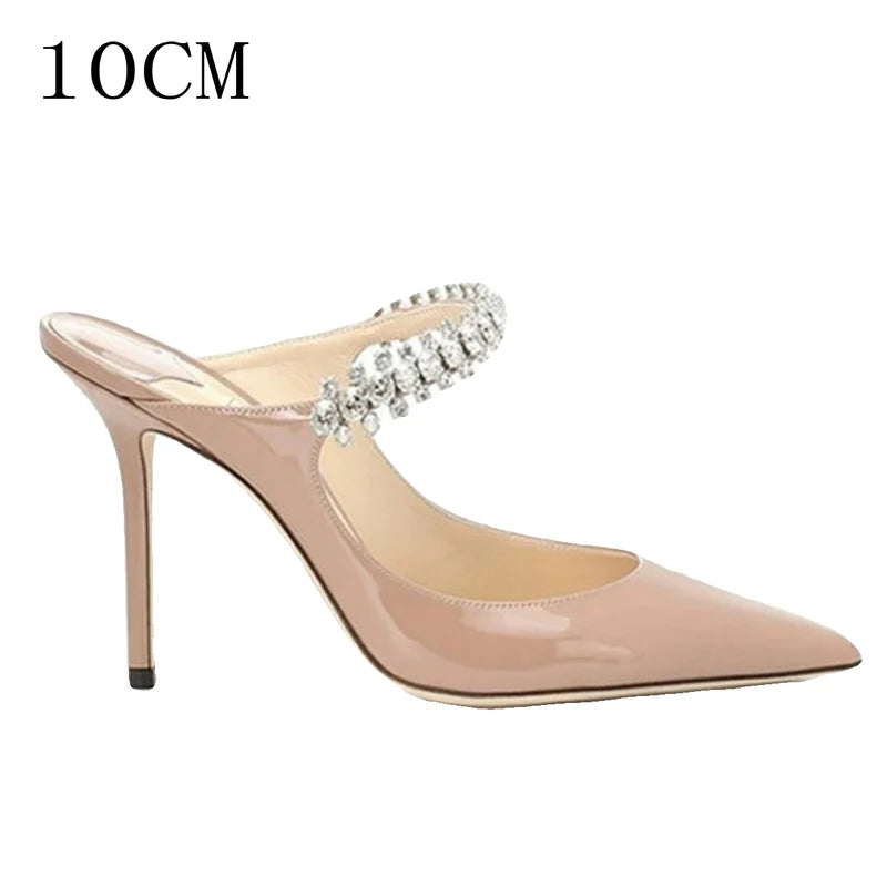 Mules Slingback Talon Aiguille Cristaux Femme – CLEVI Paris