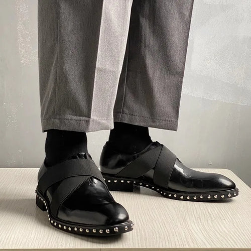 Chaussures Homme Lily Wei – Cuir Véritable, Rivets, Semelle Rehaussante, Slip-On Casual & Banquet, Tailles 33-46 – CLEVI Paris