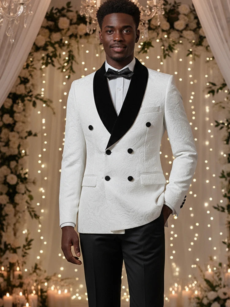 Costume homme blanc 2 pièces, double boutonnage – CLEVI Paris