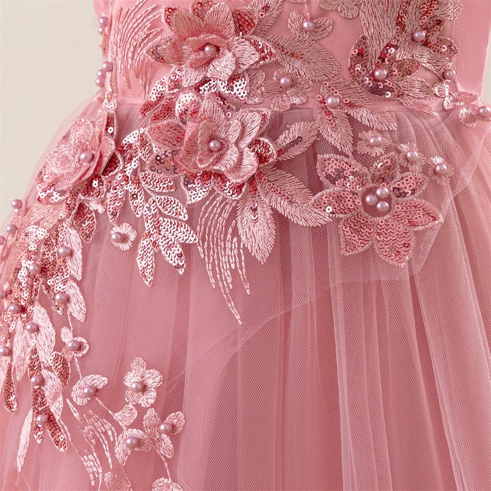 Robe fille rose foncé à paillettes – CLEVI Paris