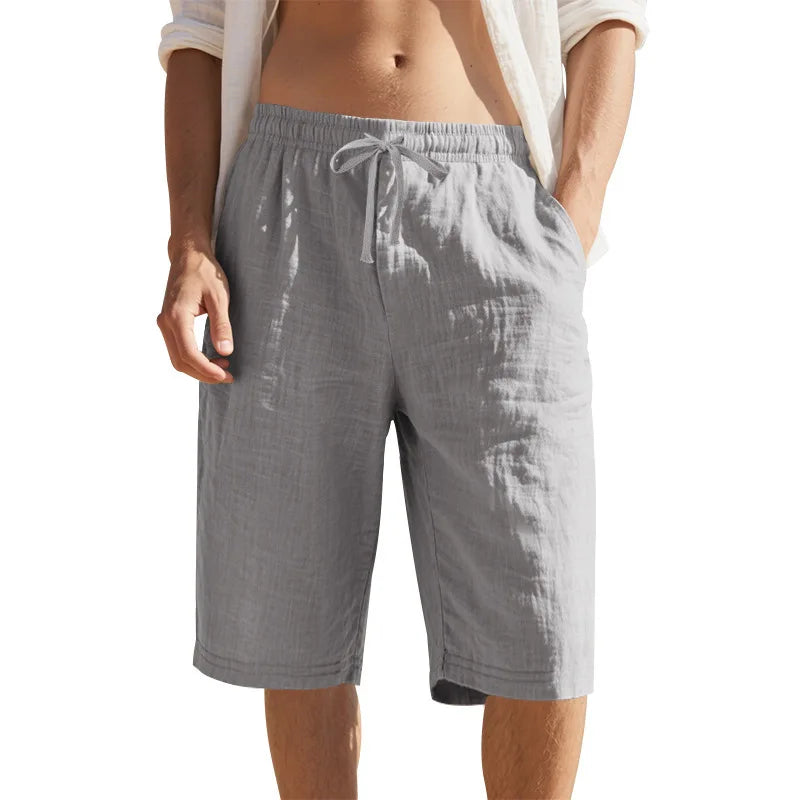 Short Homme Lin Casual Plage Taille Élastique Coupe Ample Léger Respirant – CLEVI Paris