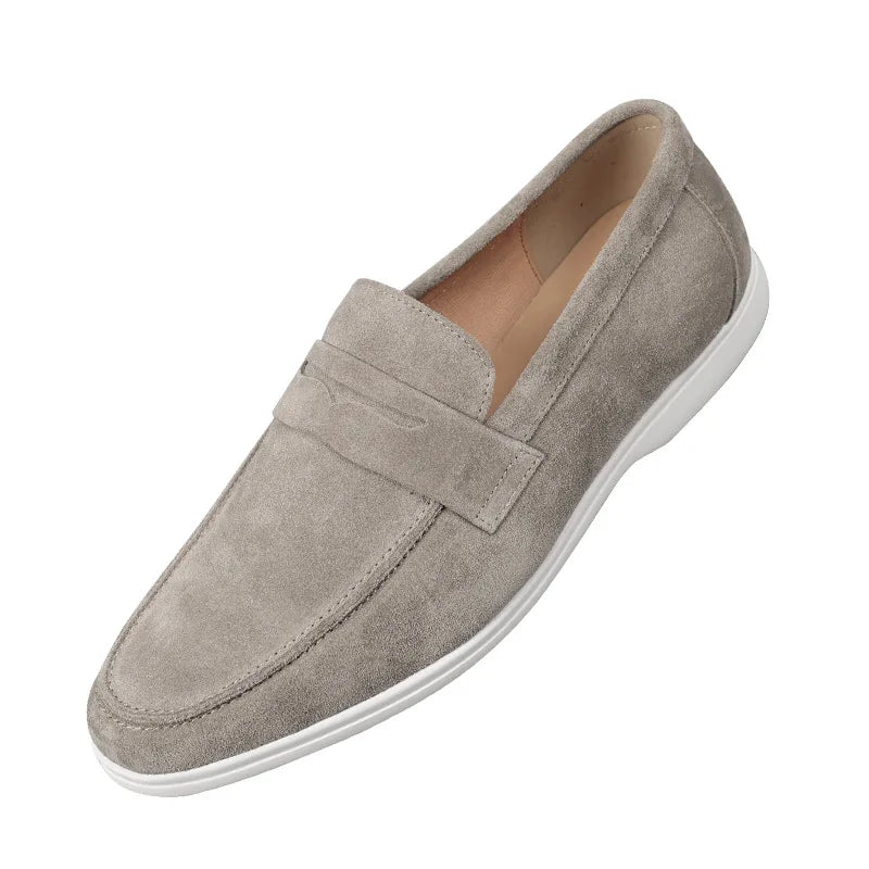 Mocassins en cuir gris à bout pointu – CLEVI Paris