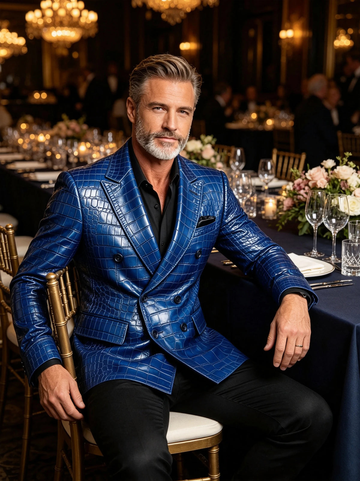 Blazer homme croisé motif crocodile – CLEVI Paris