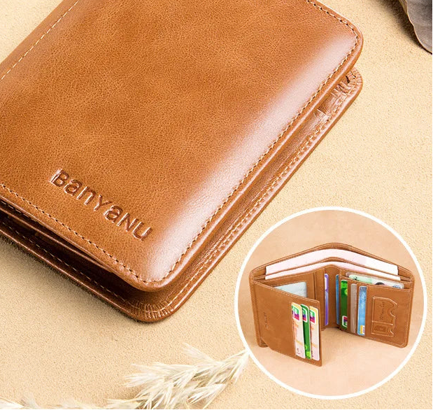 Portefeuille Court Homme Cuir Véritable Anti-RFID Multifonction 8 Coloris – CLEVI Paris