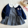 Ensemble fille bleu pull et robe à carreaux – CLEVI Paris