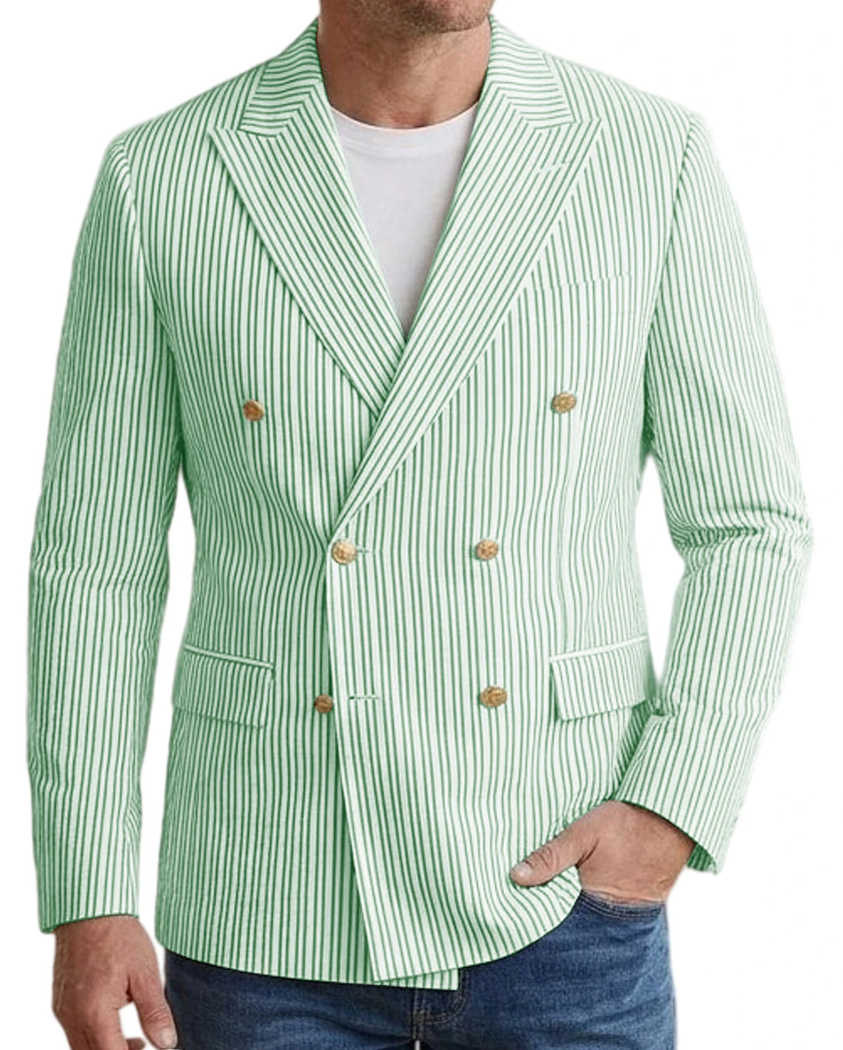 Blazer homme rayé double boutonnage – CLEVI Paris