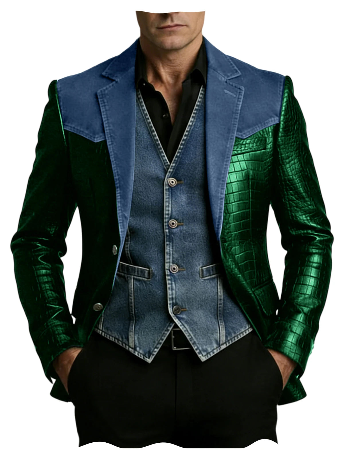Blazer homme en cuir et polyester – CLEVI Paris