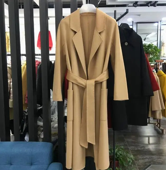Manteau femme ceinturé laine et cachemire – CLEVI Paris