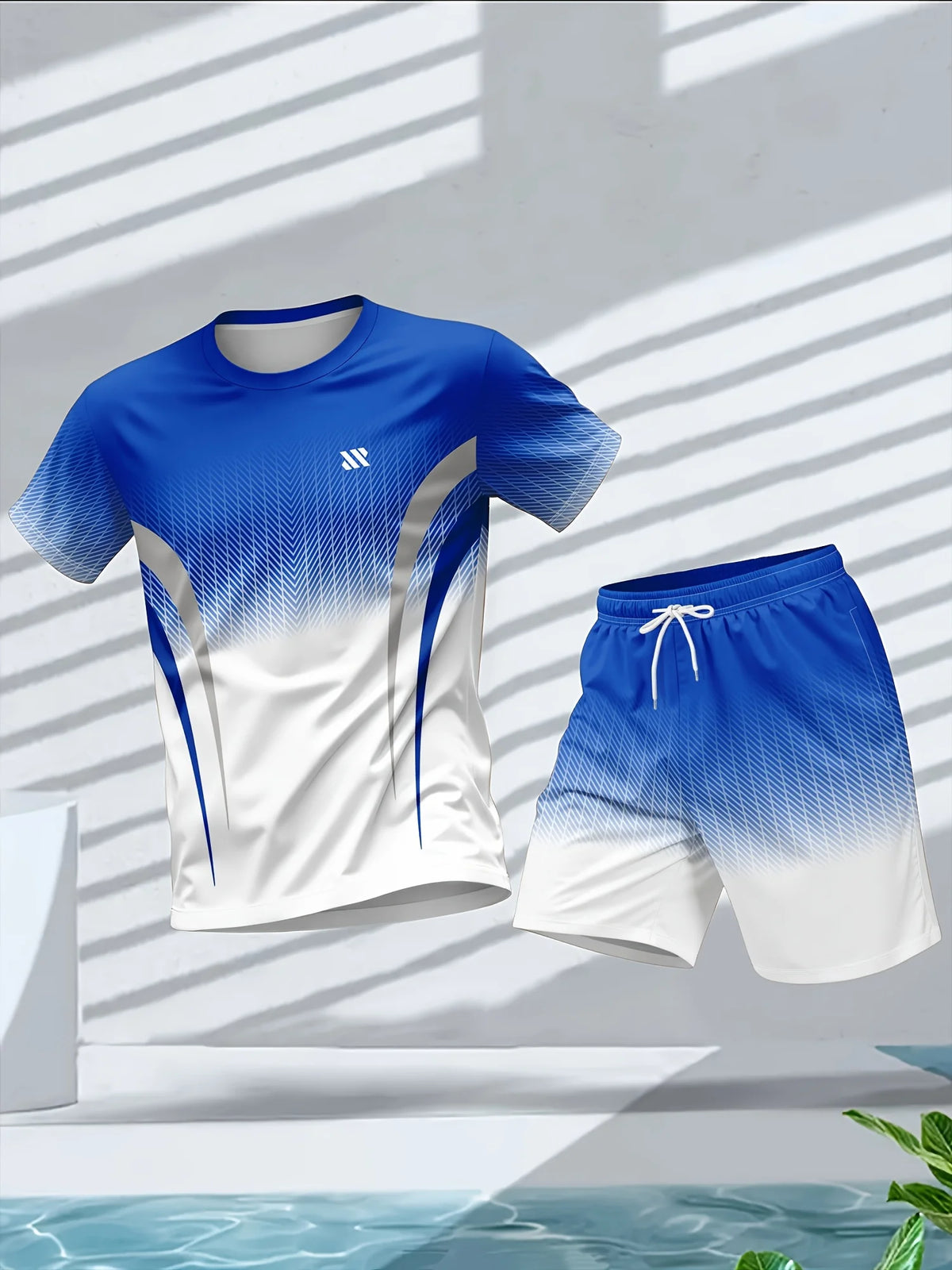 Ensemble homme imprimé à col rond en polyester – CLEVI Paris