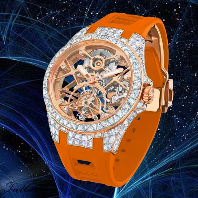 Montre Tourbillon Volant Cristaux Squelette Unisexe – CLEVI Paris