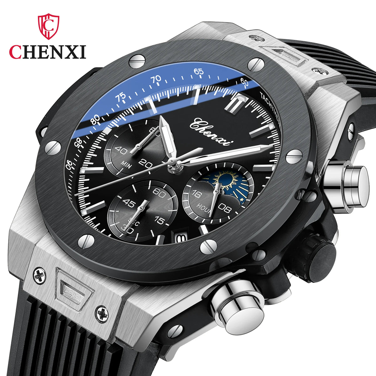 Montre Sport Quartz Chronographe CHENXI Homme Phase Lune – CLEVI Paris
