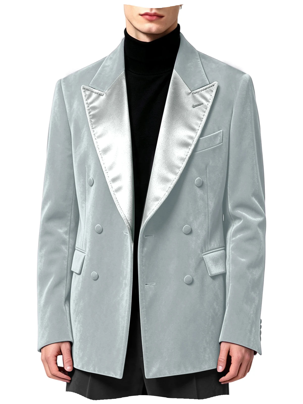 Blazer homme velours croisé à revers satinés – CLEVI Paris