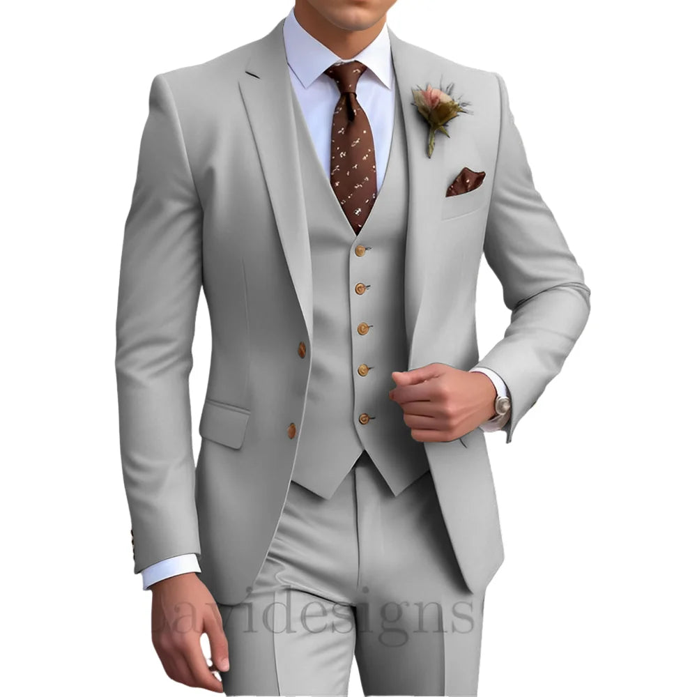 Costume homme 3 pièces, coupe droite plissée – CLEVI Paris