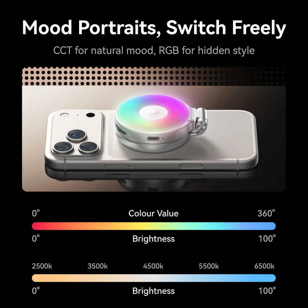 Lampe selfie RGB magnétique TELESIN – CLEVI Paris