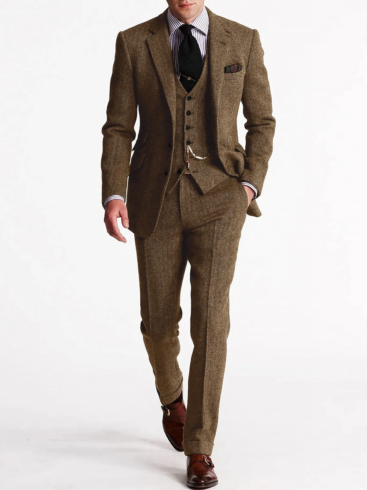 Costume homme en tweed 3 pièces – CLEVI Paris