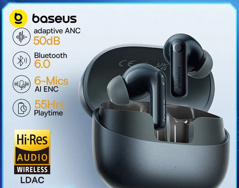Écouteurs Baseus EP10 Pro ANC Bluetooth 6.0 LDAC Hi-Res 6 Micros IP55 – CLEVI Paris