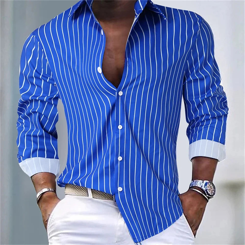 Chemise rayée homme manches longues – CLEVI Paris