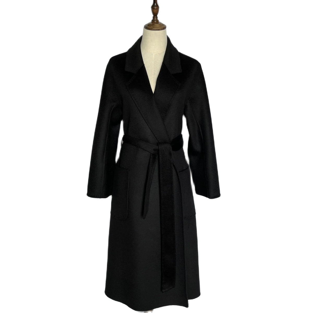 Manteau long femme en laine à revers – CLEVI Paris