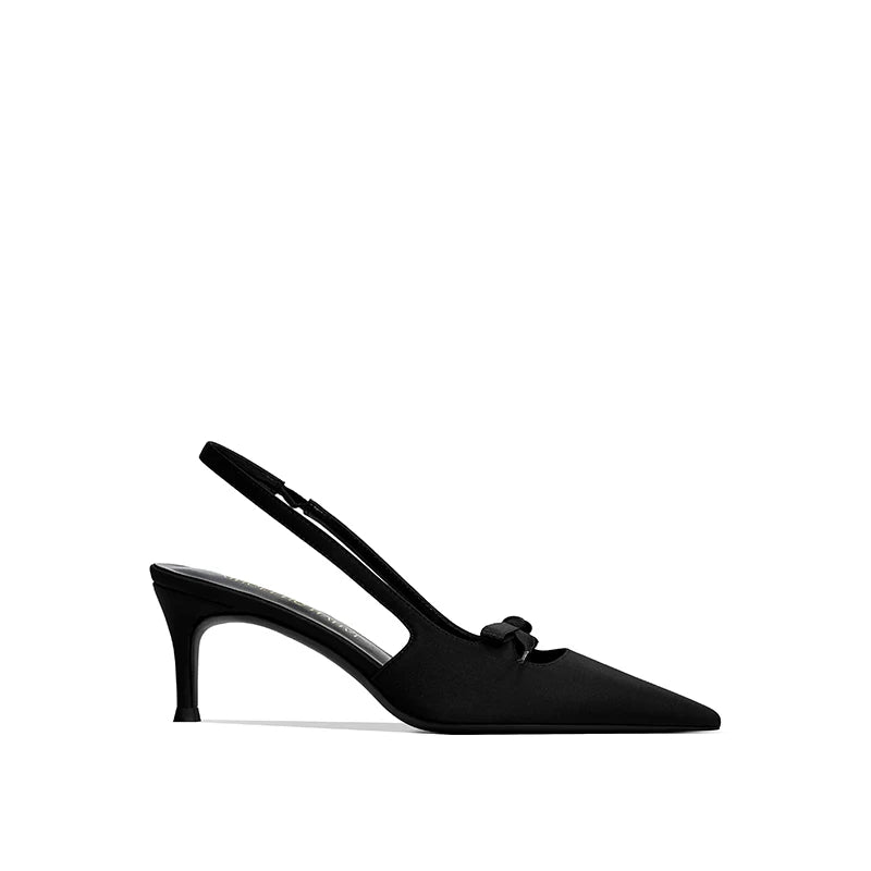 Escarpins slingback en soie à nœud – CLEVI Paris