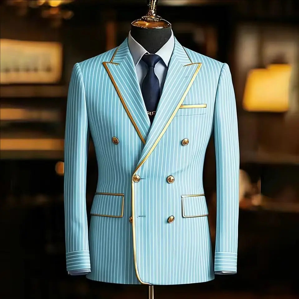 Costume rayé croisé homme – CLEVI Paris