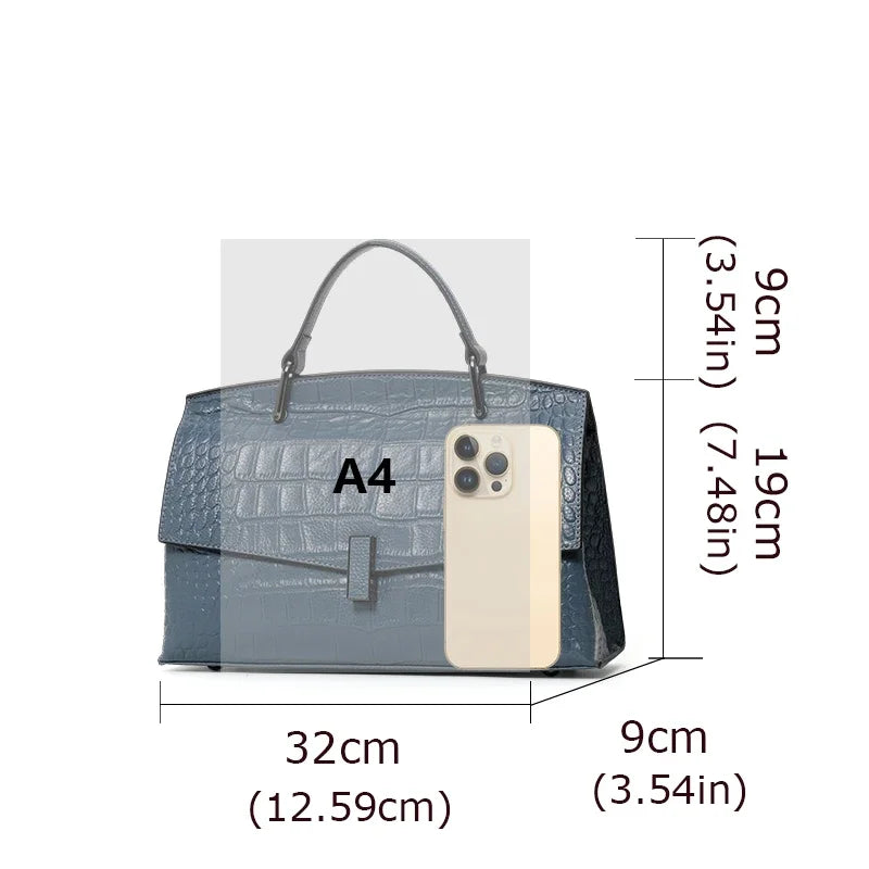 Sac Satchel Femme Cuir Vache Croco Mat Bandoulière – CLEVI Paris
