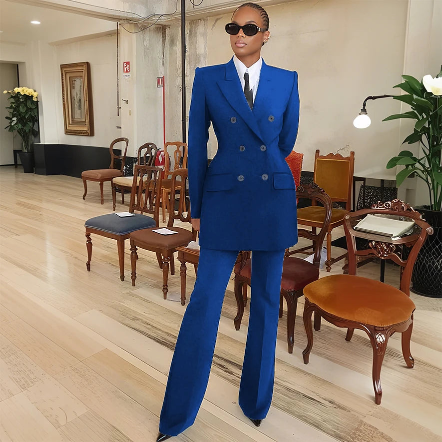 Tailleur femme blazer et pantalon évasé – CLEVI Paris