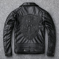 Veste biker homme en cuir noir à col rabattu – CLEVI Paris