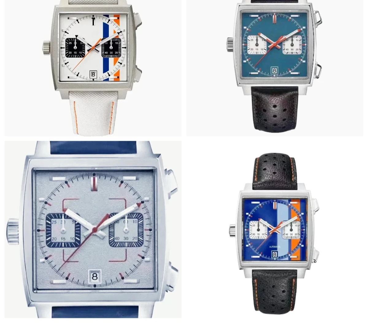Montre Homme Quartz VK63 Chronographe Acier Saphir Carrée Cuir Date 30M – CLEVI Paris