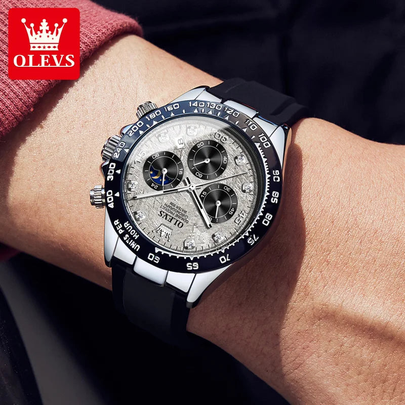 Montre Quartz Chronographe Phase de Lune OLEVS Homme – CLEVI Paris