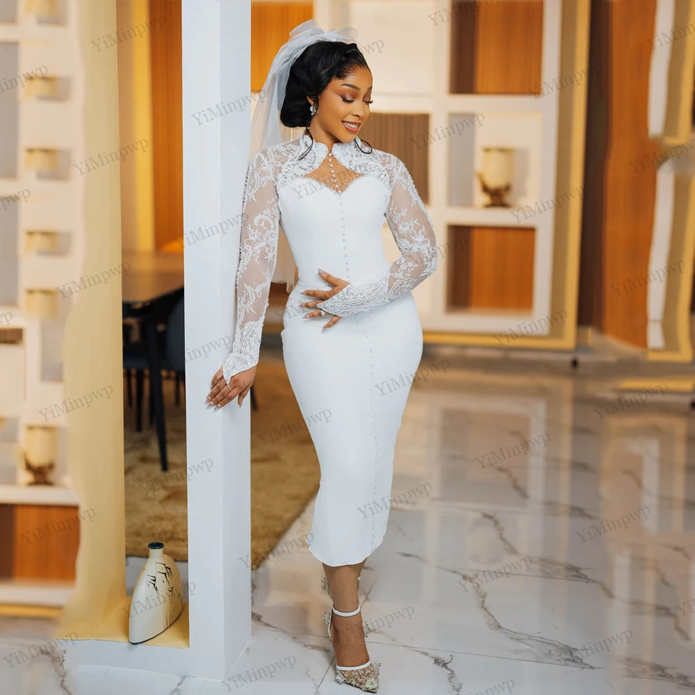 Robe de mariée civile en satin – CLEVI Paris