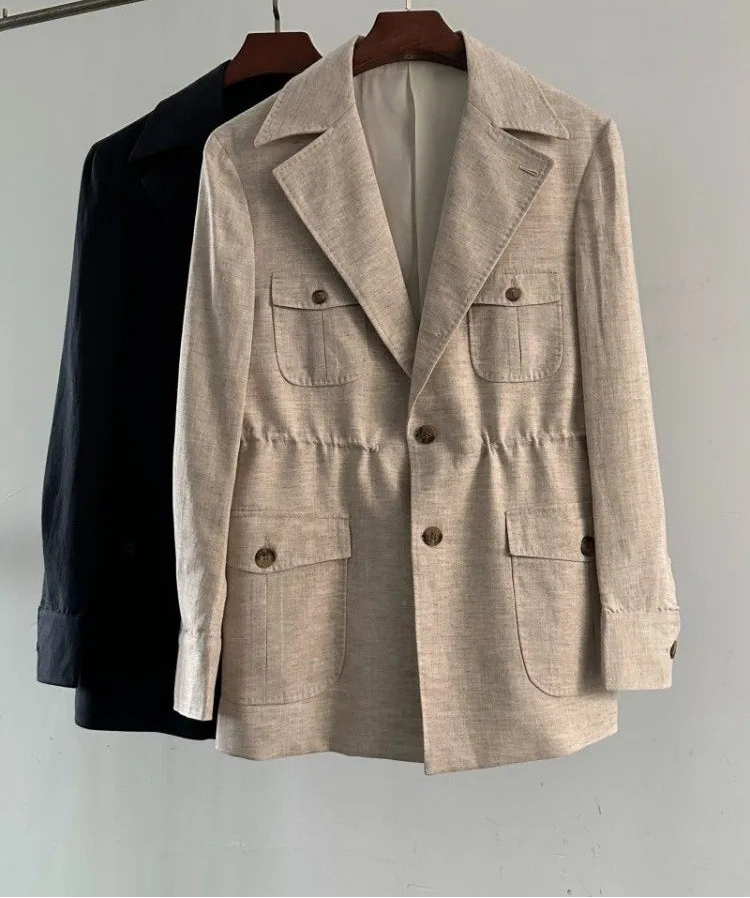 Veste homme en lin et lyocell à poches – CLEVI Paris