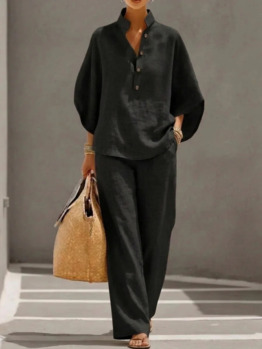 Ensemble femme haut col montant et pantalon – CLEVI Paris