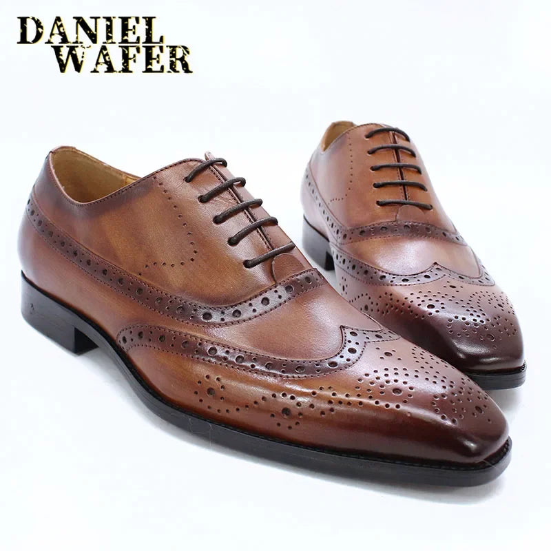Oxford brogue homme en cuir à lacets – CLEVI Paris