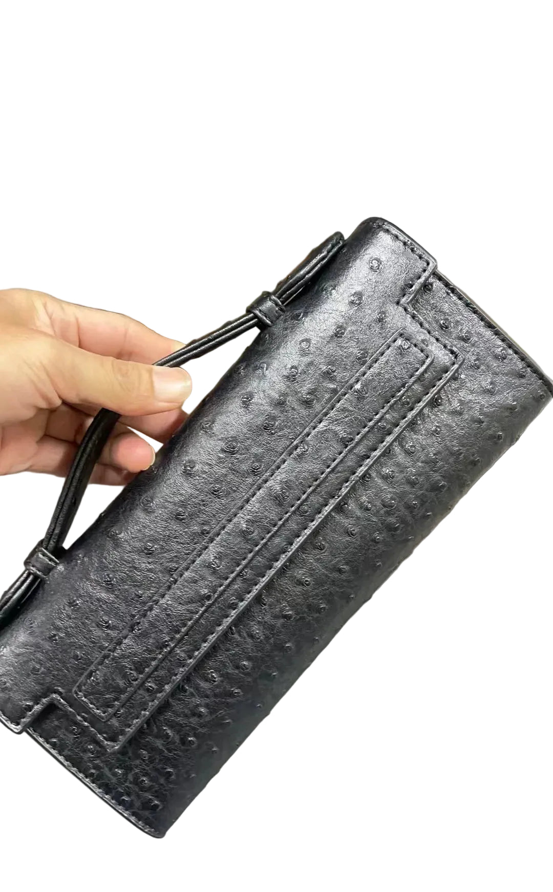 Pochette Femme Cuir PU Motif Autruche Tendance 27x12x5cm – CLEVI Paris