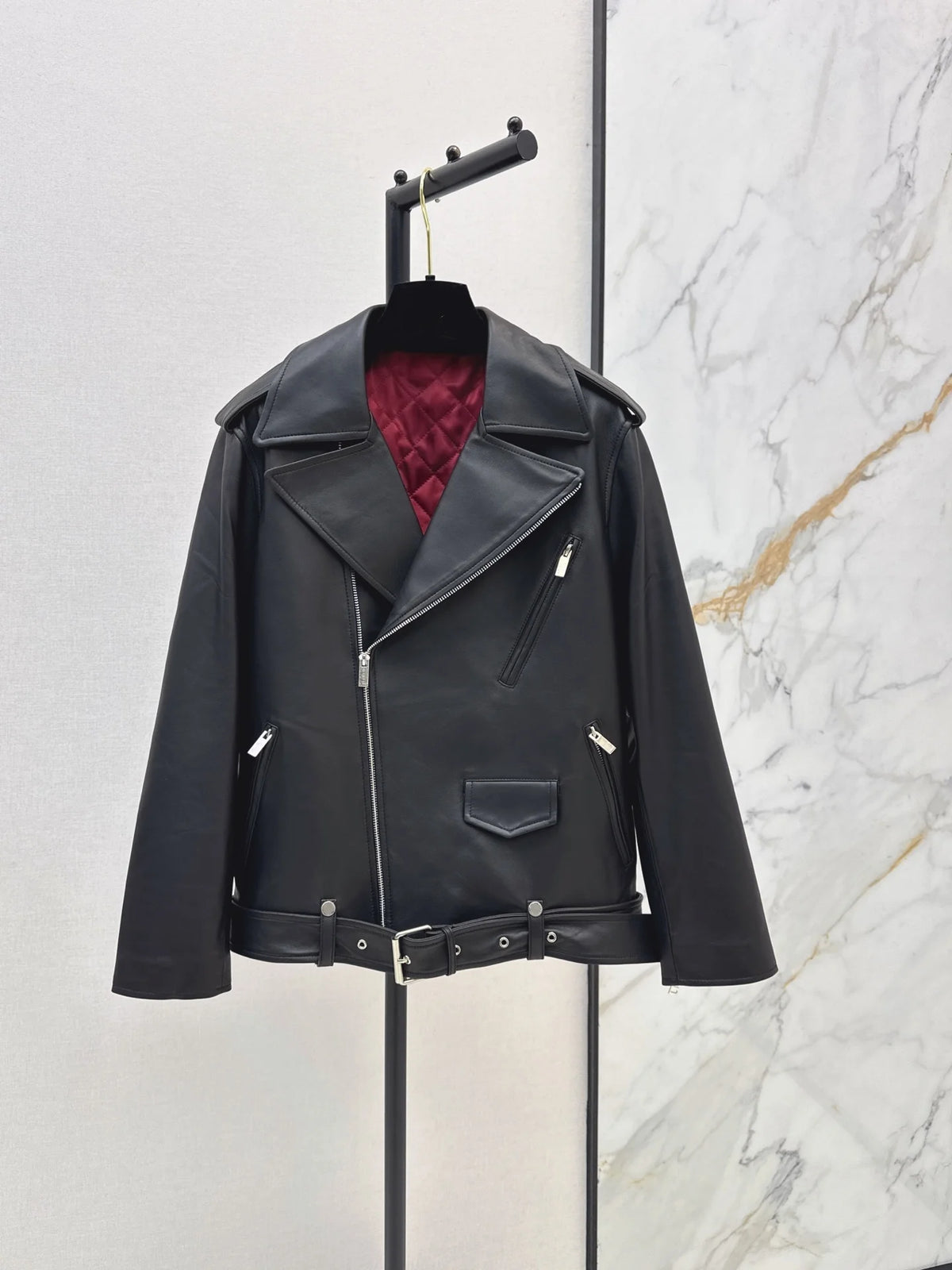 Blouson biker femme en cuir noir – CLEVI Paris