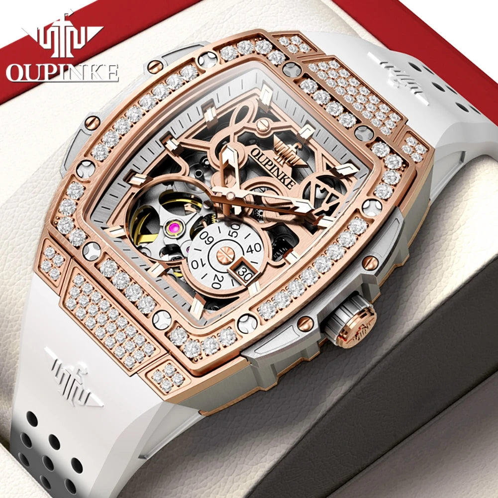 OUPINKE 3220 Montre Femme Automatique Papillon Diamants Saphir Lumineux 50M – CLEVI Paris