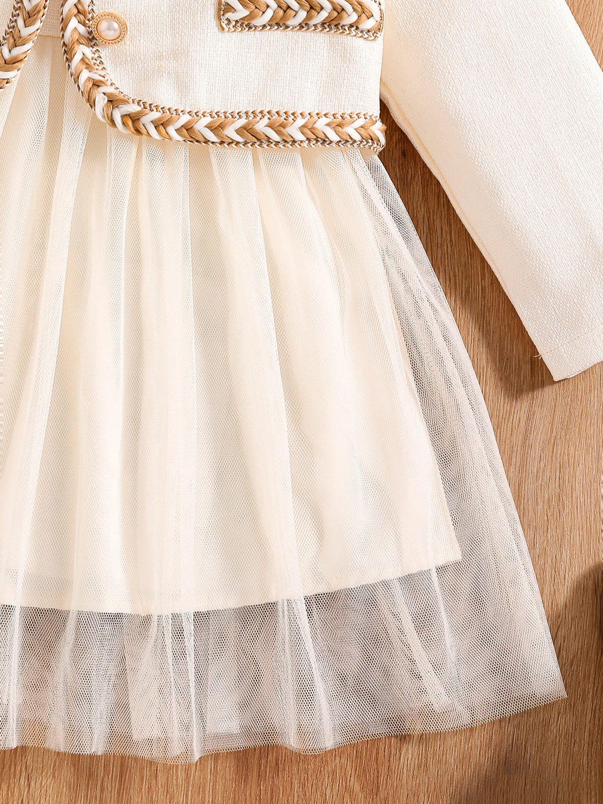 Robe fille blanche à manches trois-quarts – CLEVI Paris