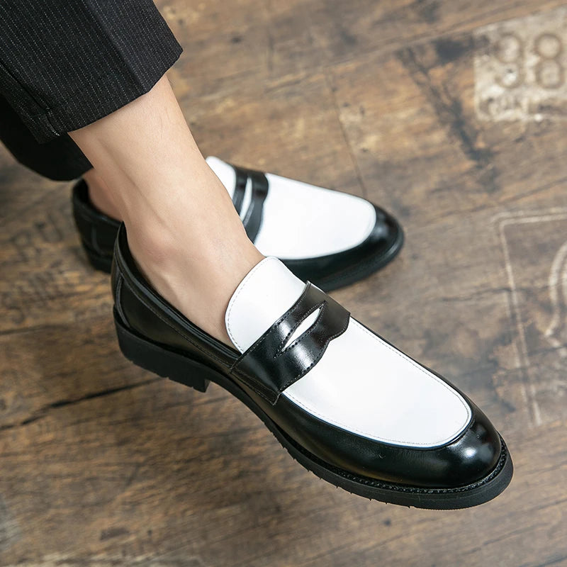 Loafers Homme Bicolores PU Slip-On Semelle Caoutchouc – CLEVI Paris