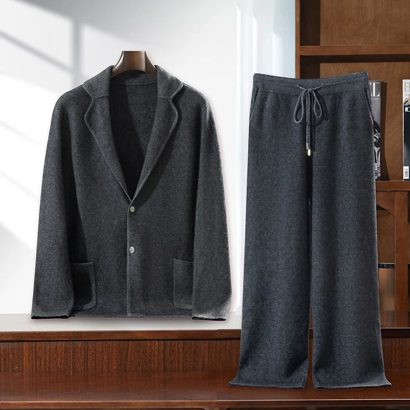 Ensemble homme en cachemire cardigan pantalon – CLEVI Paris