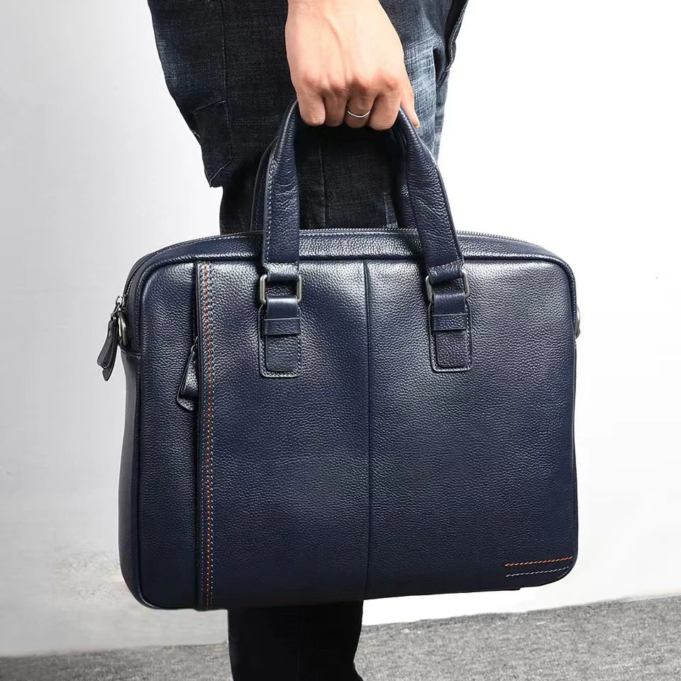 Porte-Documents Homme Cuir Vache Véritable Rayé 14” 39x27cm – CLEVI Paris