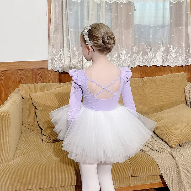 Robe tutu de danse fille à manches longues – CLEVI Paris